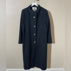 Fleurette Black Wool Cashmere Long Coat